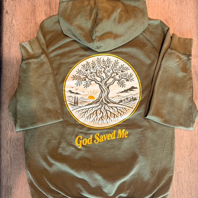 Olive Tree Hoodie: 100% ring-spun cotton