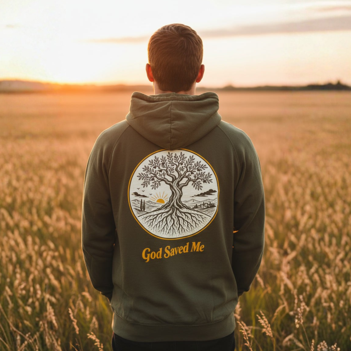 Olive Tree Hoodie: 100% ring-spun cotton