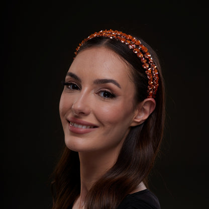 Orange Crystal Beaded Hairband