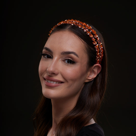 Orange Crystal Beaded Hairband