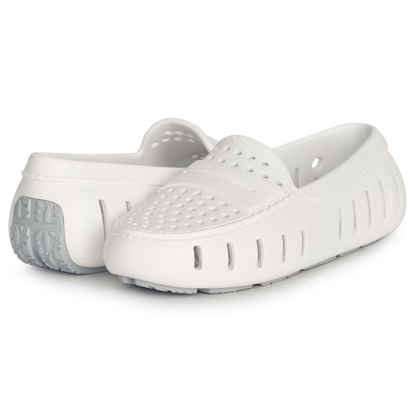 Women's Posh Bright White Harbor Mist Gray Loafers