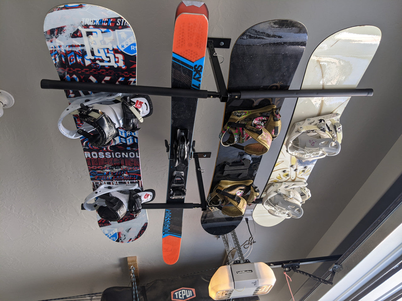 Hi-Port 2 | Ski & Snowboard Adjustable Ceiling Storage Rack | Double | Holds 150 lbs