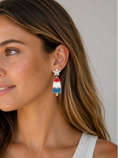 Patriotic Popsicle Enamel Earrings