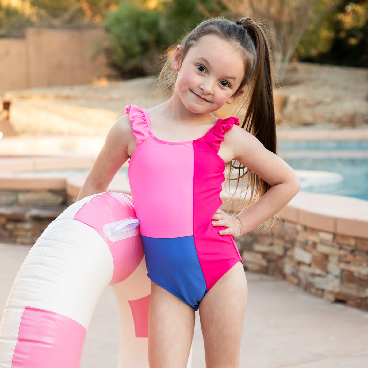Puffy Sleeve One Piece Swimsuit (Girls)
