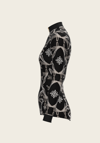 Roped Bridles on Black Quarter Zip Sun Shirt