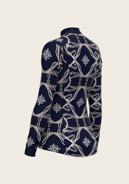 Roped Bridles on Navy Quarter Zip Sun Shirt