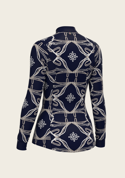 Roped Bridles on Navy Quarter Zip Sun Shirt
