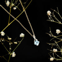 Cushion Cut Sky Blue Topaz Infinity Necklace with Silver Chain