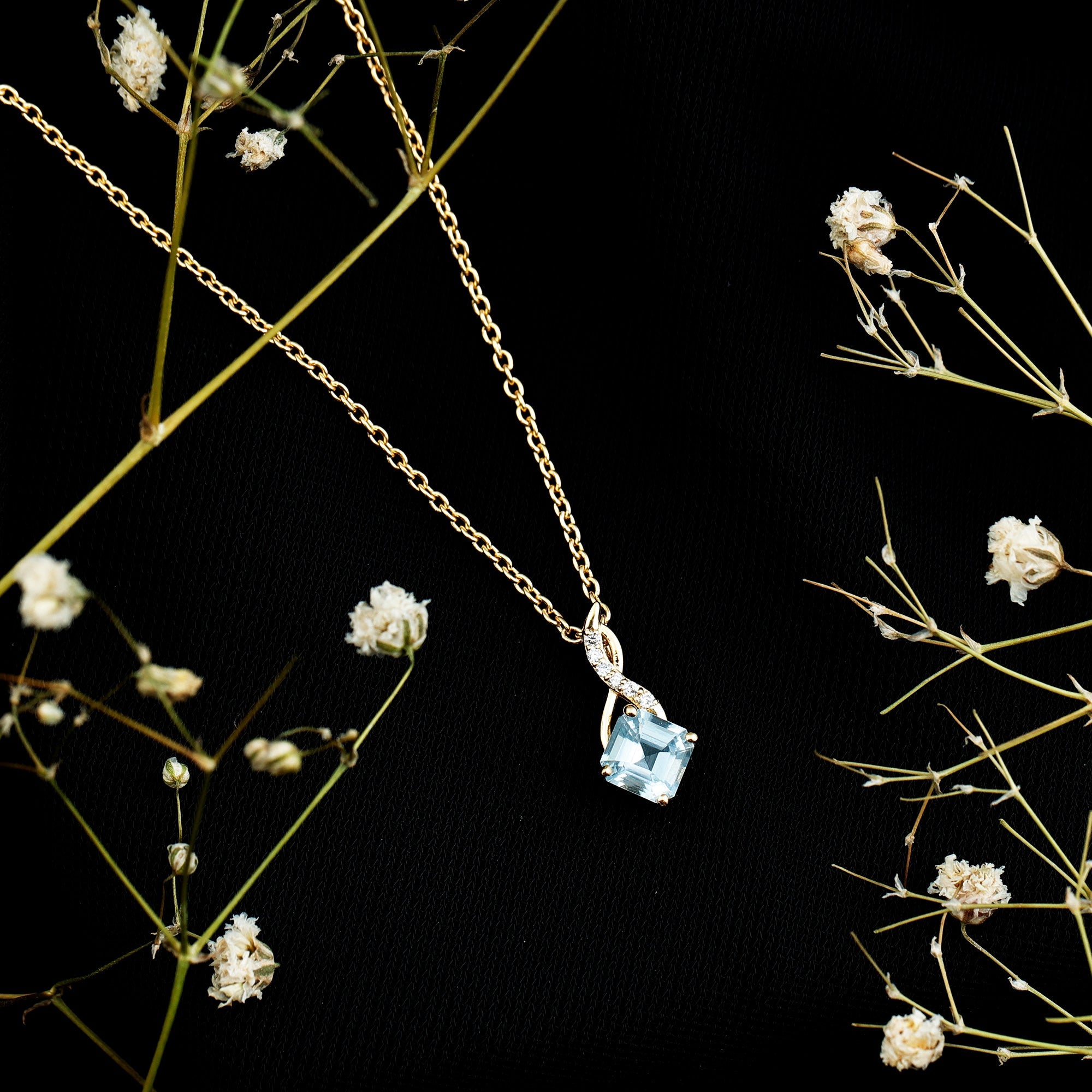 Cushion Cut Sky Blue Topaz Infinity Necklace with Silver Chain