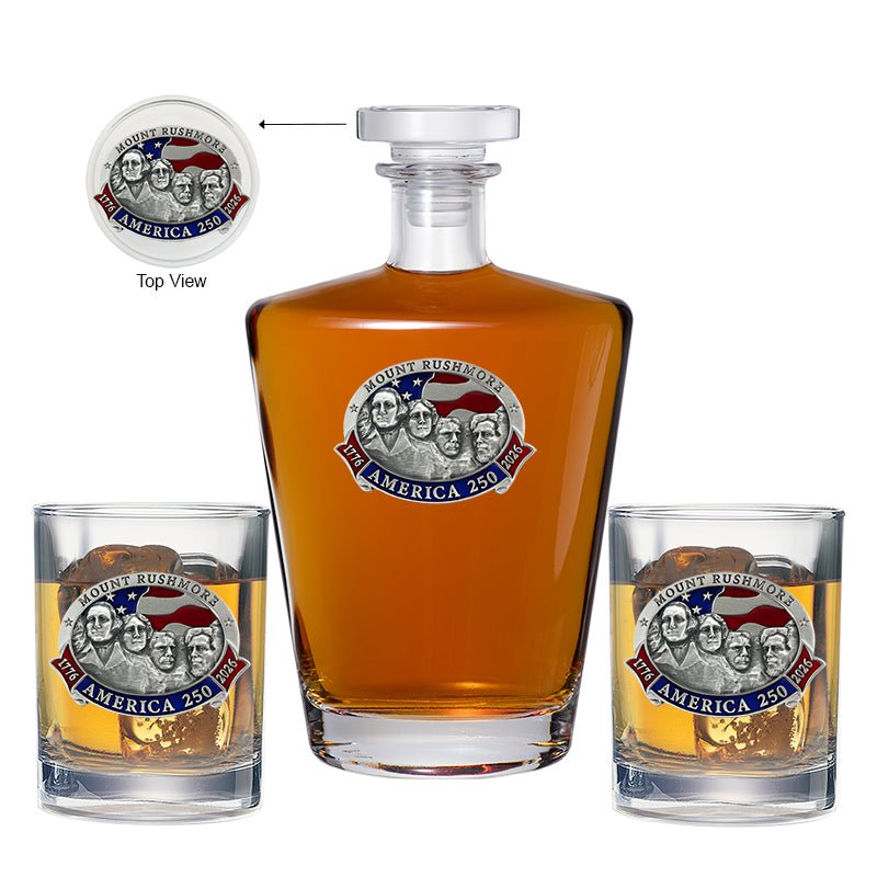 America's 250th Anniversary Mount Rushmore Royal Decanter with 2 Glasses