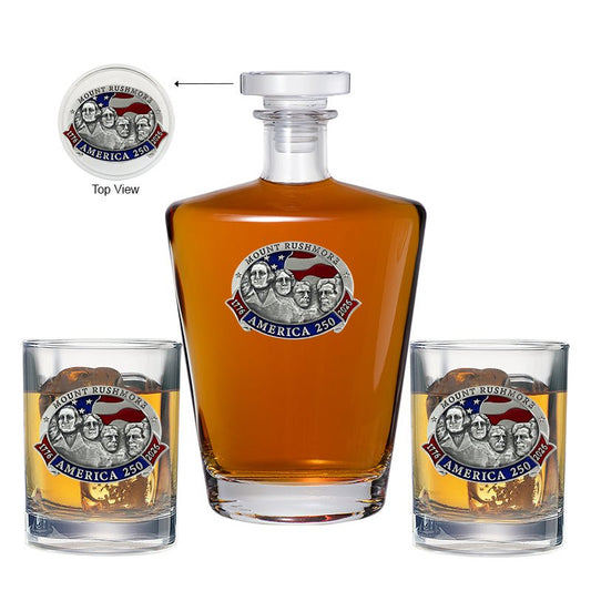 America's 250th Anniversary Mount Rushmore Royal Decanter with 2 Glasses