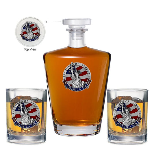 America's 250th Anniversary Statue of Liberty Royal Decanter with 2 Glasses