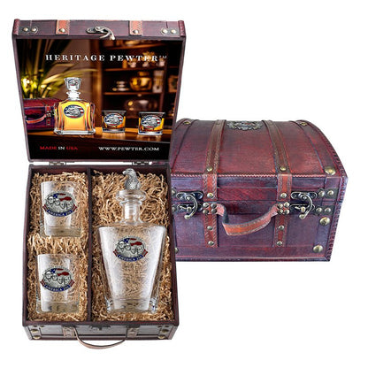 America's 250th Anniversary Mount Rushmore Royal Decanter with 3D Top  and 2 Glasses w/ Chest Box
