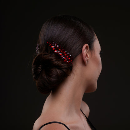 Elegant Red Crystal 2-Piece Hair Comb Set