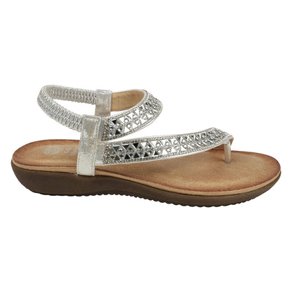 Women's Reille Silver Jeweled Slingback Flat Sandals