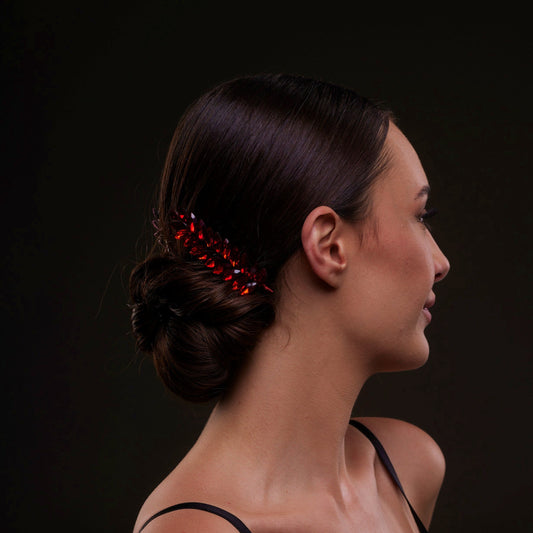 Elegant Red Crystal 2-Piece Hair Comb Set