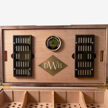 Cigar Humidor - Black Walnut with Spanish Cedar Lining - 80 Capacity