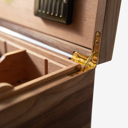 Cigar Humidor - Black Walnut with Spanish Cedar Lining - 80 Capacity