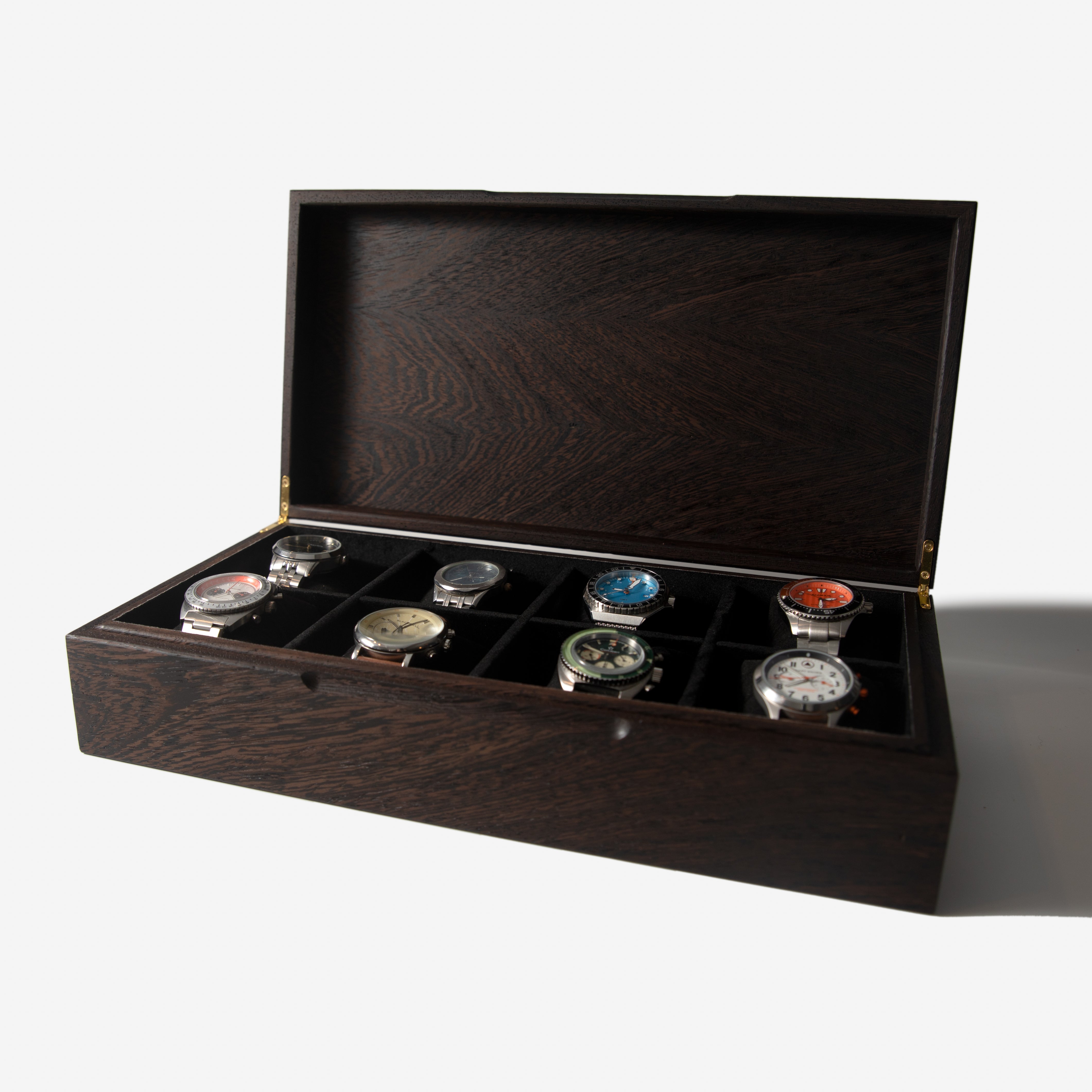 Watch Box - Wenge Hardwood - 8 Watch Compartments