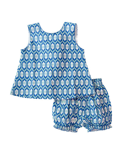 Blue Ikat Bloomer Set- FINAL SALE