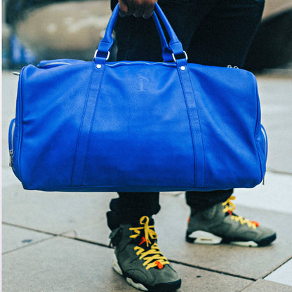 Royal Blue Leather Duffle Bag
