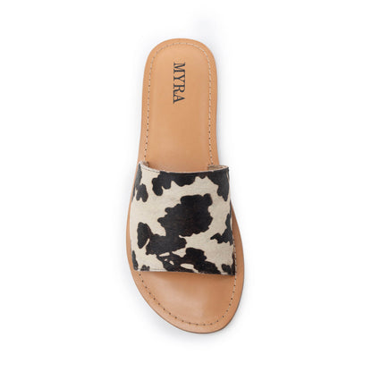 Myra Mojave Herd Hairon Leather Sandals in Creamhide White