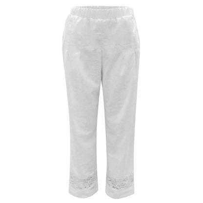 Cotton Lace Cropped Pants - Streetwear
