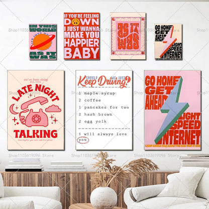 Harris Styles Lyrics Daylight Fine Line Album Poster Self-adhesive Art Waterproof Paper Sticker Coffee House Bar Room Wall Decor