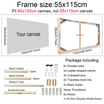 30x40 40x50 60x90cm Canvas Frame Wooden Frames Wooden Photo Oil Painting Canvas Diamond Painting Frames Canvas Wood Wall Frame