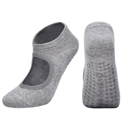 Silicone Non-slip Yoga Socks Backless Breathable Cotton Indoor Dance Sports Socks Casual Solid Color Professional Pilates Socks