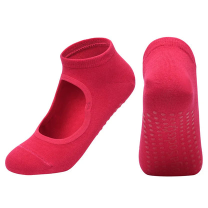 Silicone Non-slip Yoga Socks Backless Breathable Cotton Indoor Dance Sports Socks Casual Solid Color Professional Pilates Socks