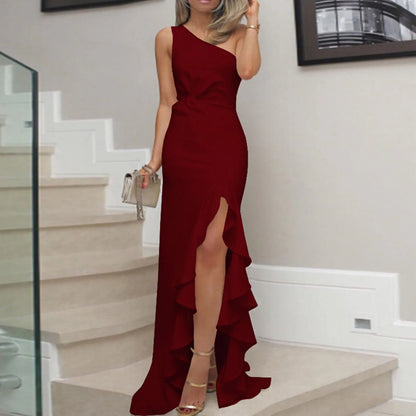 Slash Neck Ruched Bodycon Evening Dress
