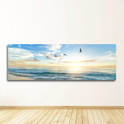 Nature Seascape Posters and Prints Modern Sea Wave Beach Sunset Canvas Painting Wall Art Pictures for Room Decoration