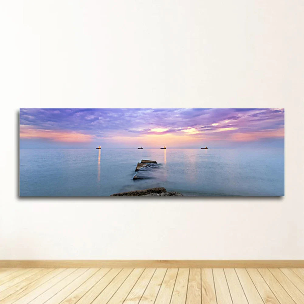 Nature Seascape Posters and Prints Modern Sea Wave Beach Sunset Canvas Painting Wall Art Pictures for Room Decoration