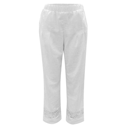 Cotton Lace Cropped Pants - Streetwear