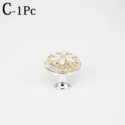 New European Single Hole Handle Gold Luxury Flower Pattern Furniture Cabinet Knobs For Home Wardrobe Door Handles Hardware