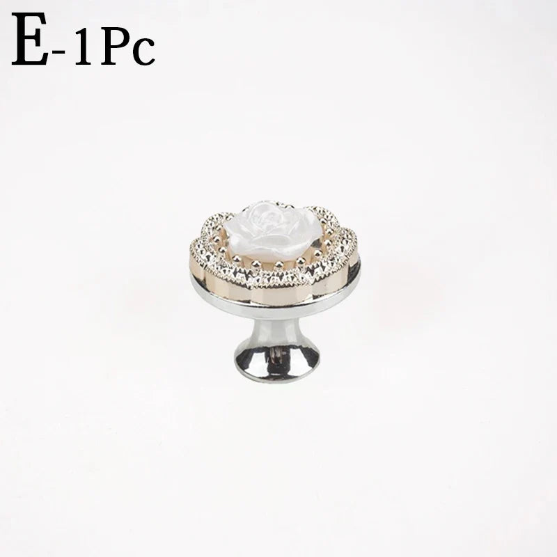 New European Single Hole Handle Gold Luxury Flower Pattern Furniture Cabinet Knobs For Home Wardrobe Door Handles Hardware