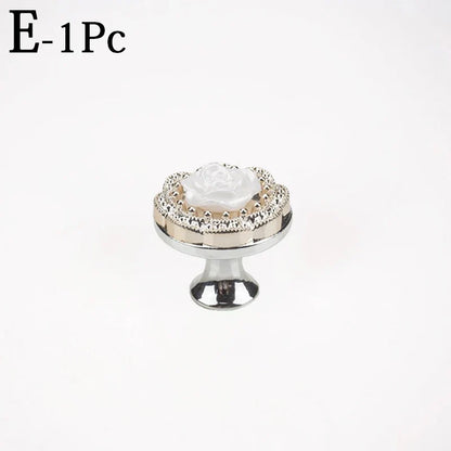 New European Single Hole Handle Gold Luxury Flower Pattern Furniture Cabinet Knobs For Home Wardrobe Door Handles Hardware