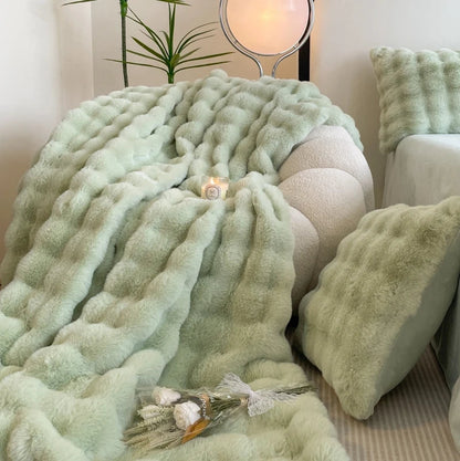 Imitation Rabbit Fur Plush Blanket Winter Warmth Comfortable Blankets Bed Luxury Warm Sofa Cover Throw Blanket for Sofa