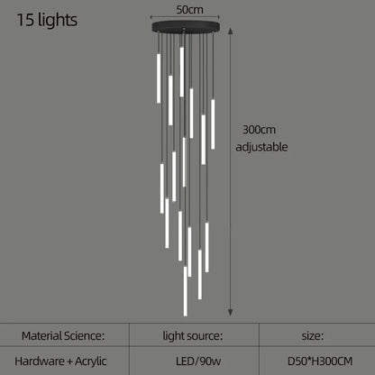 Staircase LED Chandelier Large Lamp