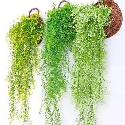Dlight Decor 75cm Hanging Golden Bell Willow Vine with 5 Forks for Wall and Garden Decor