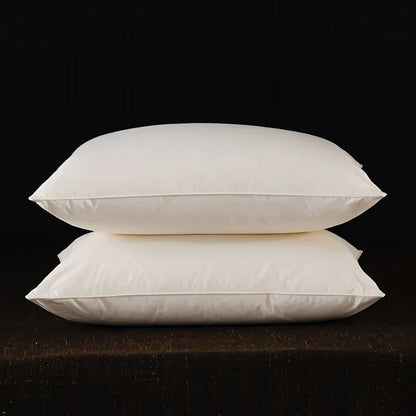 2pcs White Goose Down Feather Pillow for Sleeping Soft Bed Pillow with 100% Cotton Shell Standard Queen Size Back, Side Sleeper