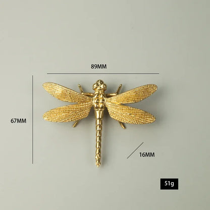 Nordic Gold Dragonfly Single Hole Brass Furniture Handle Luxurious Kitchen Drawer Handles Hardware Dresser Cabinet Pulls