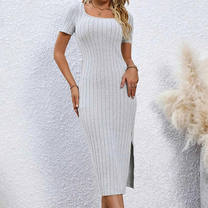 Plus Size Square Neck Bodycon Midi Dress