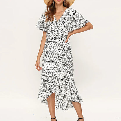 Floral Print Maxi Dress - Boho Chiffon Beach Dress with Split