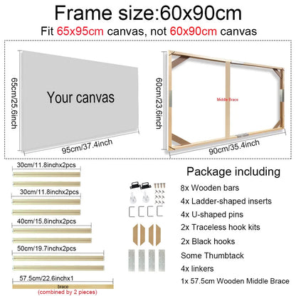 30x40 40x50 60x90cm Canvas Frame Wooden Frames Wooden Photo Oil Painting Canvas Diamond Painting Frames Canvas Wood Wall Frame