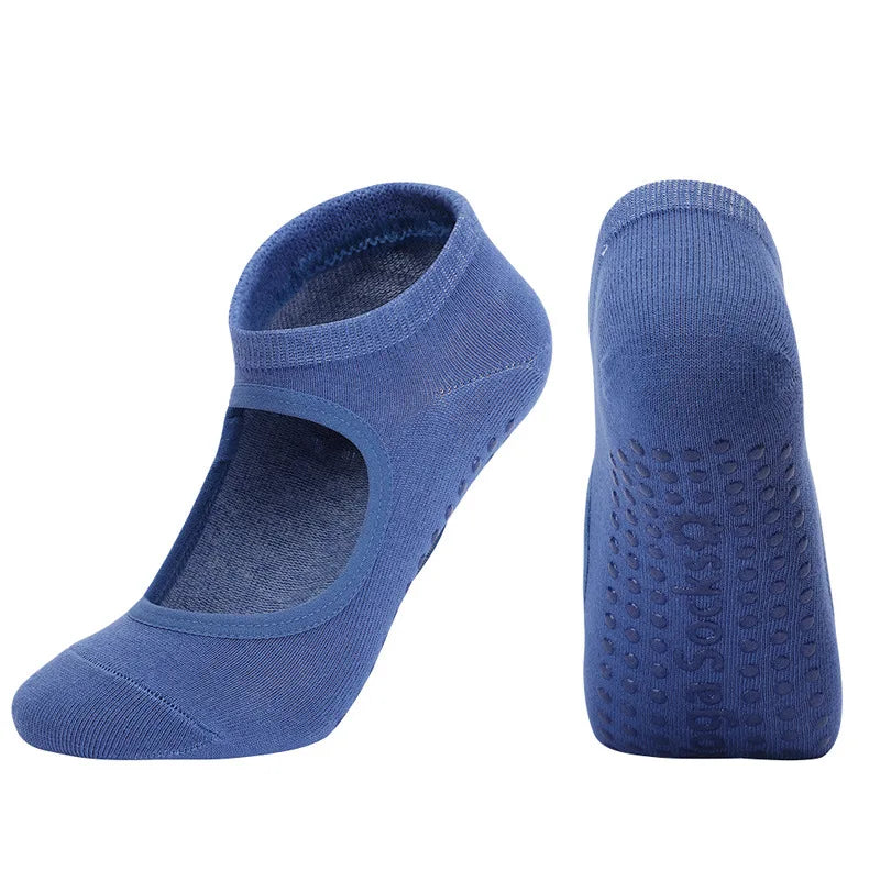 Silicone Non-slip Yoga Socks Backless Breathable Cotton Indoor Dance Sports Socks Casual Solid Color Professional Pilates Socks