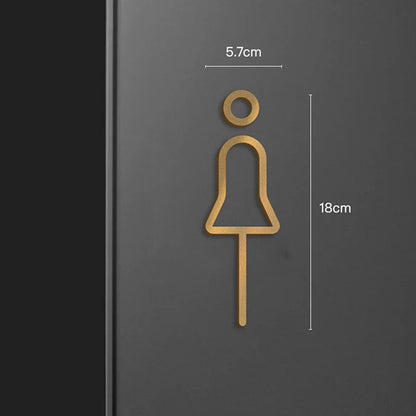 Black Gold Color Toilet Sign Plate Brass Wash Room Door Wall Label Sticker Wc Holder Signage Board
