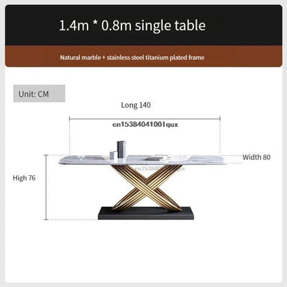 Modern Dining Table With Stainless Steel Finish Black White Desk Top For Six People Home Rectangle Luxury Marble Kitchen Table