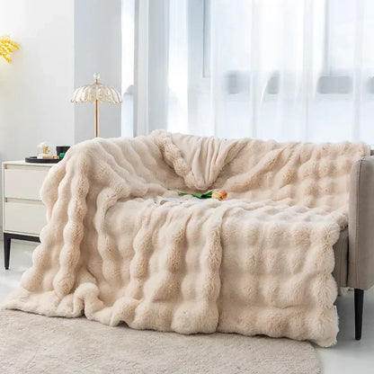 Imitation Rabbit Fur Plush Blanket Winter Warmth Super Comfortable Blanket Bed Luxury Warm Sofa Cover High Quality Throw Blanket